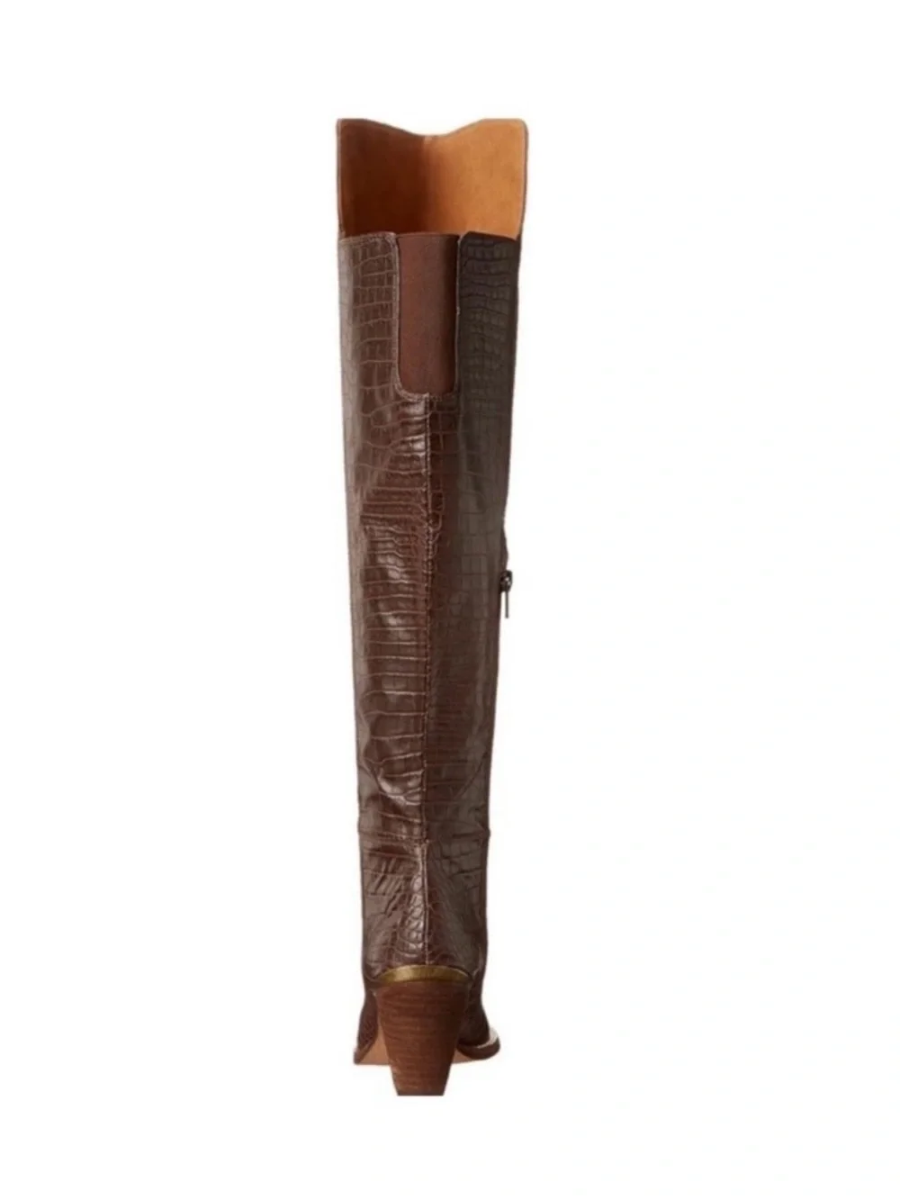 Zodiac Croc-Embossed Brown Over-the-Knee Cowboy  Boot
